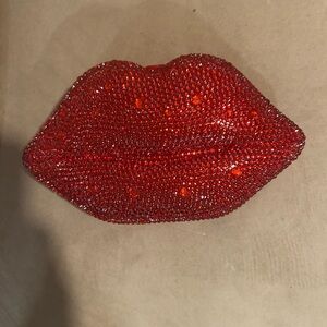 Red Rhinestone Lip Clutch